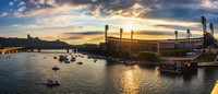Panorama of PNC Park before the Billy Joel concert in Pittsburgh at dusk