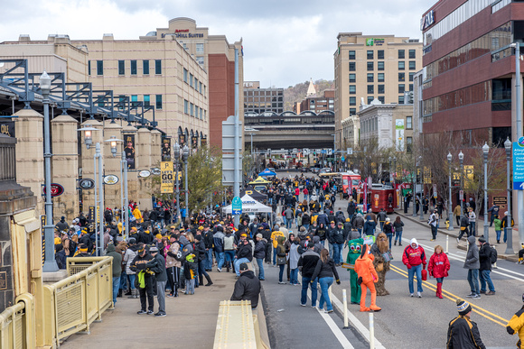 Fans gather on Federal street for the Pirates game on Opening Day 2016