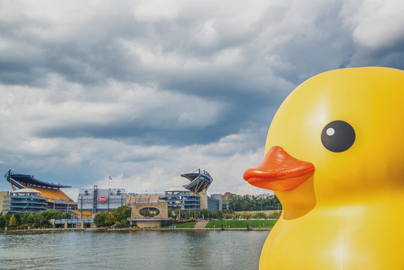 Heinz Field and the Giant Rubber Duck in Pittsburgh HDR