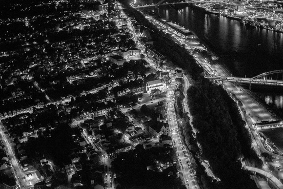 An aerial view of Mt. Washington at night