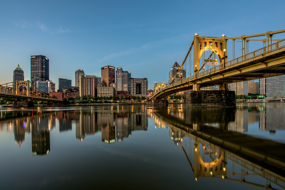 Calm waters at dawn in Pittsburgh