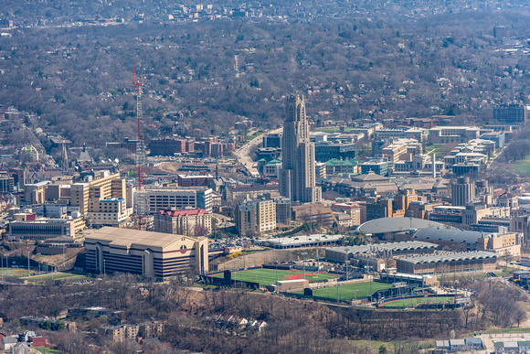 Aerial view of Oakland and the University of Pittsburgh