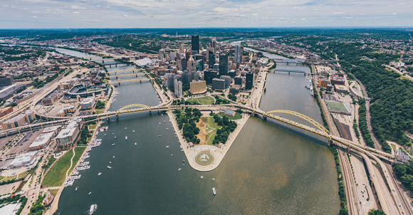 Aerial view of Pittsburgh in the summer