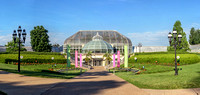 Panorama of Phipps Conservatory in Pittsburgh at sunrise