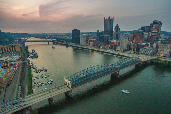 Over the Smithfield St. Bridge in Pittsburgh