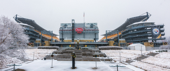 A snowy Heinz Field in Pittsburgh
