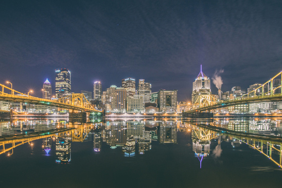 Perfect reflection from the North Shore of Pittsburgh in the morning