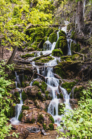 A waterfall along the path to Hanging Lake in Colorado