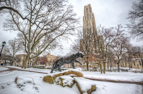 Panther statue and Cathedral of Learning HDR