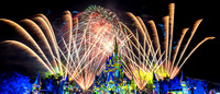 Colorful fireworks light up Cinderella's Castle at DisneyWorld