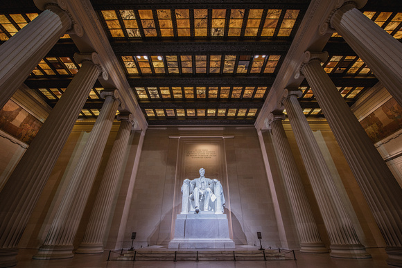 Inside the empty Lincoln Memorial in Washington DC