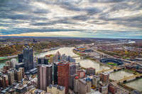 Downtown Pittsburgh in fall from the roof of the Steel Building