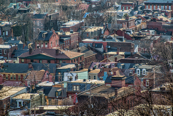 Tops of houses in the North Side in Pittsburgh