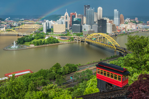 The Duquesne Incline and a rainbow in PIttsburgh