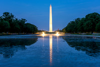 The Washington Monument reflects in the Reflecting Pool in Washington DC