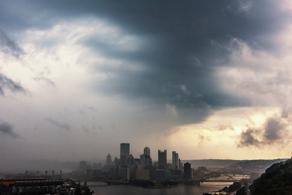 A dramatic sky during a stormy afternoon in Pittsburgh