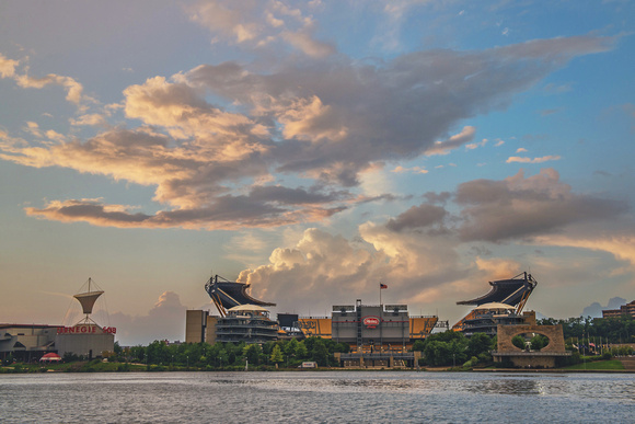 Clouds over Heinz Field at dusk