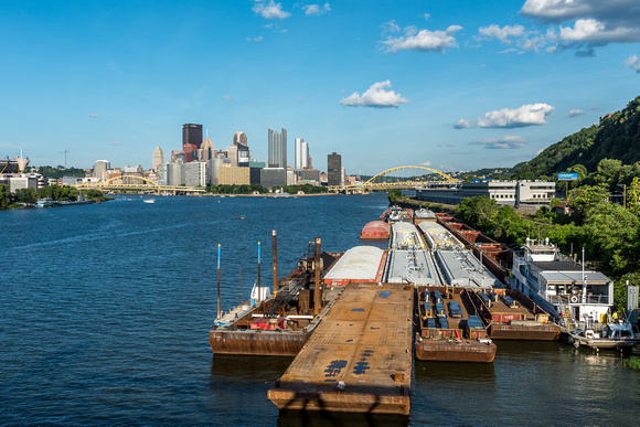 Barges near the West End Bridge in PIttsburgh