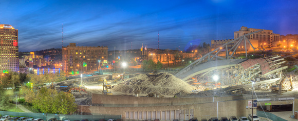 Civic Arena Demolition at night panorama in HDR