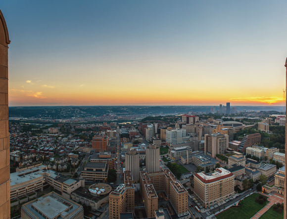 Panoramic view of Pittsburgh and Oakland from the Cathedral of Learning
