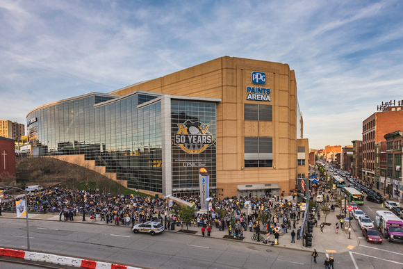 View of PPG Paints Arena in Pittsburgh before the Pens first playoff game