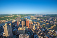 Blue skies over Pittsburgh from the roof of the Steel Building