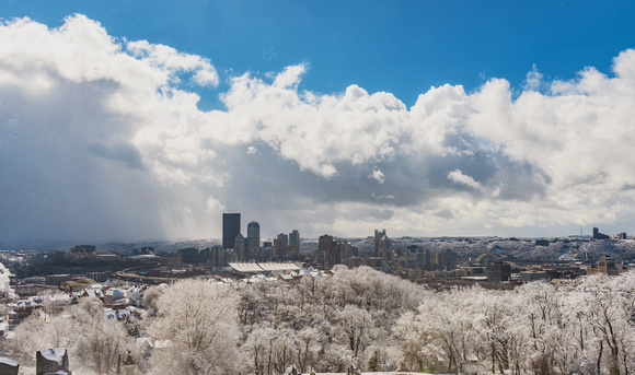 A snow squall moves through Pittsburgh