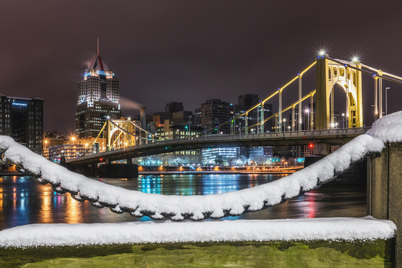 A snowy chain on Pittsburgh's North Shore