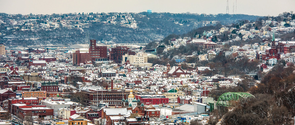 A snow covered South Side in Pittsburgh