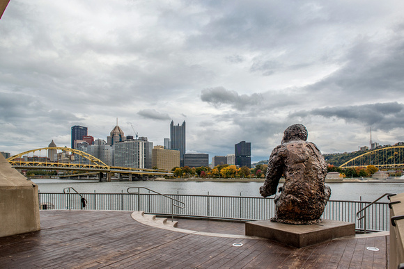 Mr. Rogers Statue on the North Shore of Pittsburgh in the fall