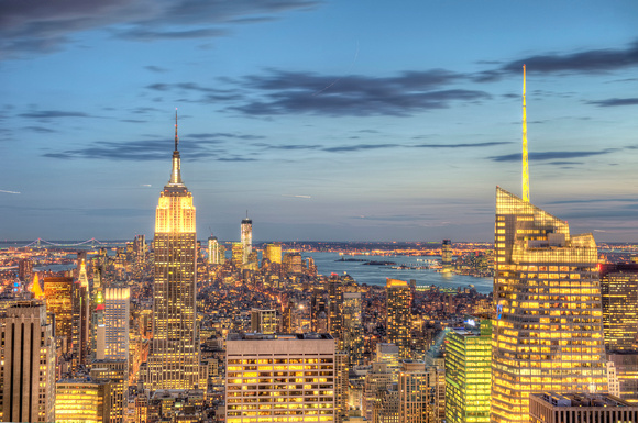 Manhattan skyline during the blue hour from the Top of the Rock HDR