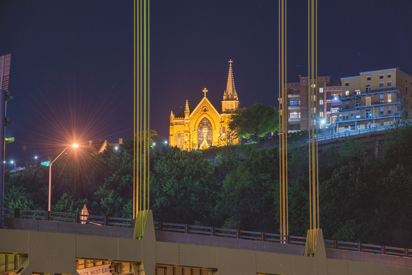 St. Mary on the Mount framed by the Ft. Pitt Bridge