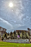 Penn State sign and sunflare HDR
