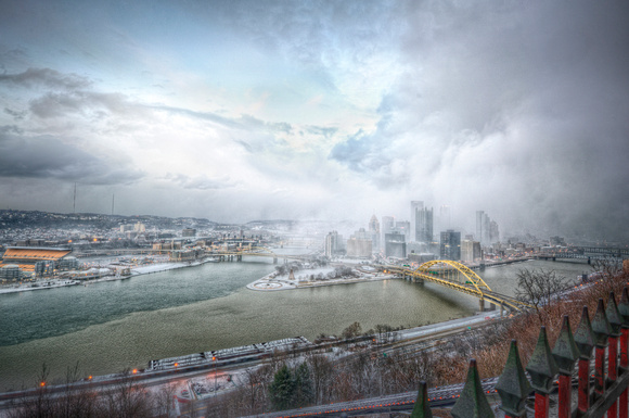Snowy Pittsburgh HDR