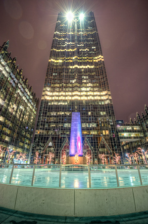 The skating rink and One PPG Place at night HDR