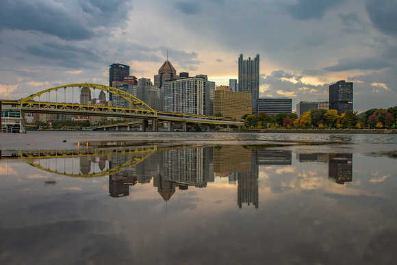 North Shore reflections of Pittsburgh in the rain