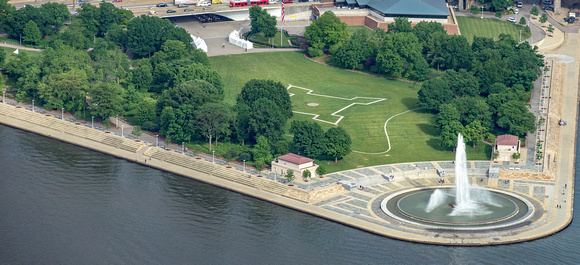 Aerial view of Point State Park in Pittsburgh