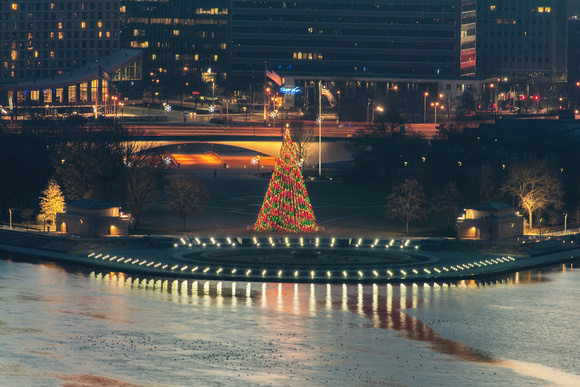 Close up of the Christmas tree at the Point in Pittsburgh