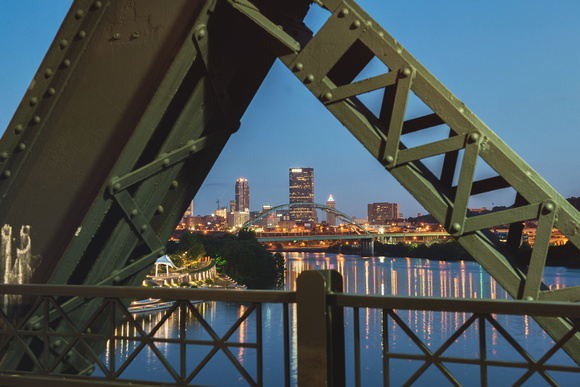 Pittsburgh framed by the Hot Metal Bridge