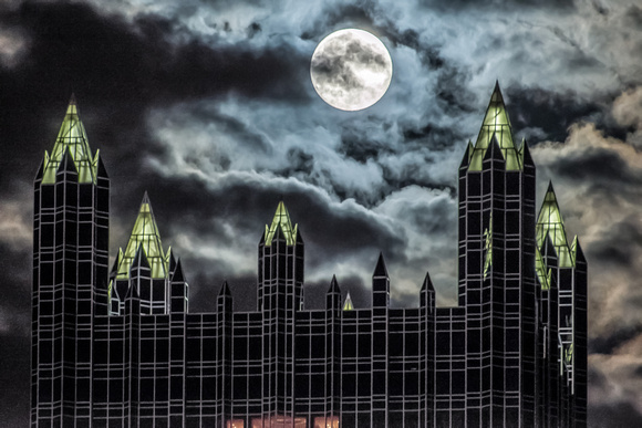 Supermoon over PPG Place in Pittsburgh
