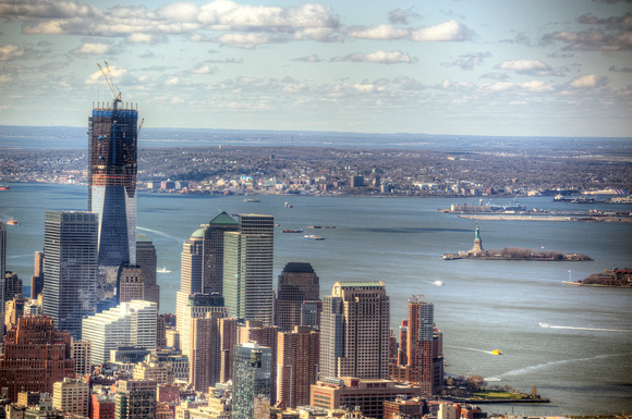 Freedom Tower and the Statue of Liberty in HDR