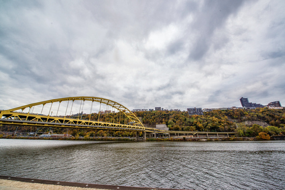 The Ft. Pitt Bridge and Mt. Washington in the fall in Pittsburgh