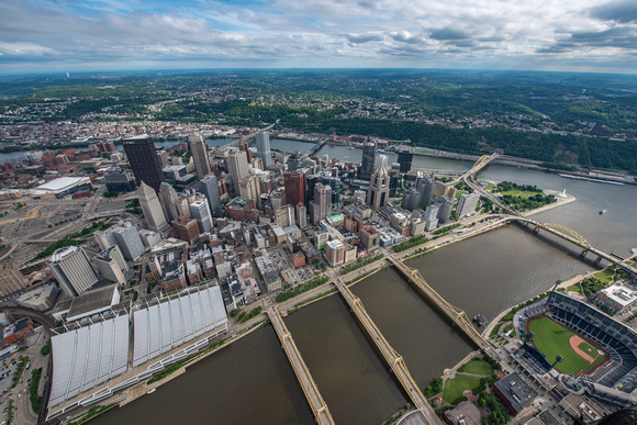 Looking down at Pittsburgh from above the North Shore