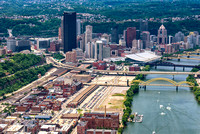Aerial view of Pittsburgh from above the Strip District