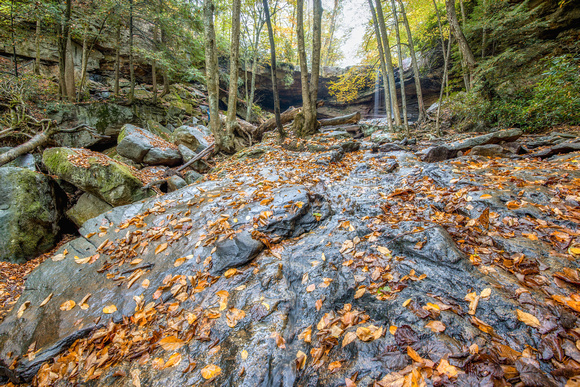 A low view of Cucumber Falls at Ohiopyle State Park HDR