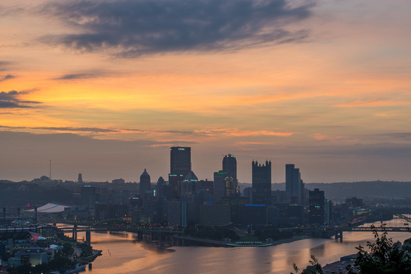 Colorful sunrise from the West End Overlook in Pittsburgh