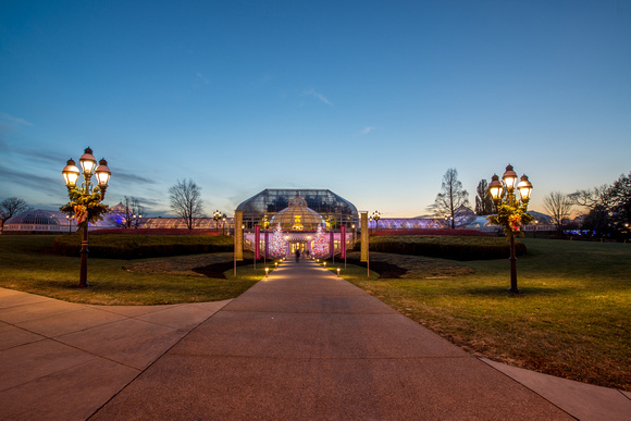 Phipps Convservatory in Pittsburgh lit up for Christmas