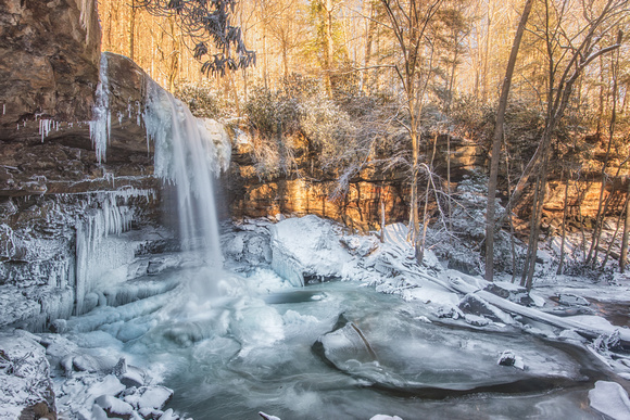 long exposure side of ccumbe falls ohiopyle state park winter