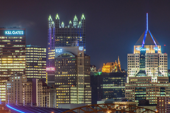 St. Mary of the Mount through the Pittsburgh skyline