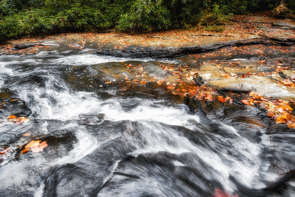 Rapids churn up the water at the natural rock slides of Ohiopyle State Park HDR